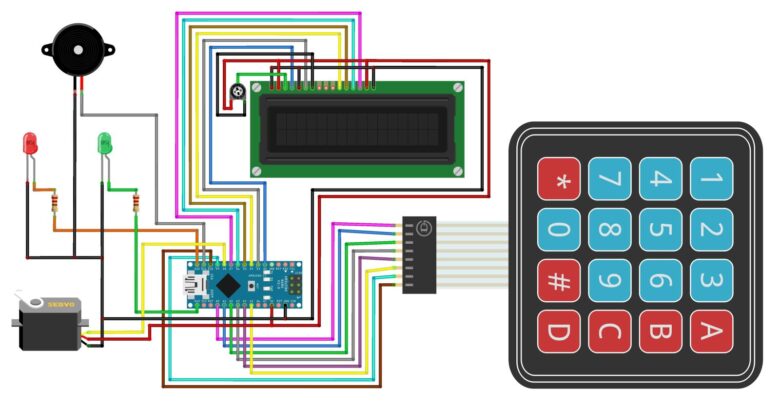 Circuit of Password Based Door Lock Security System using Arduino