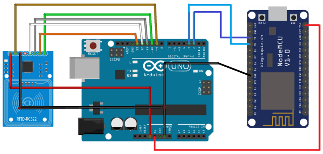IOT Rfid Attendance Arduino ESP8266 Circuit