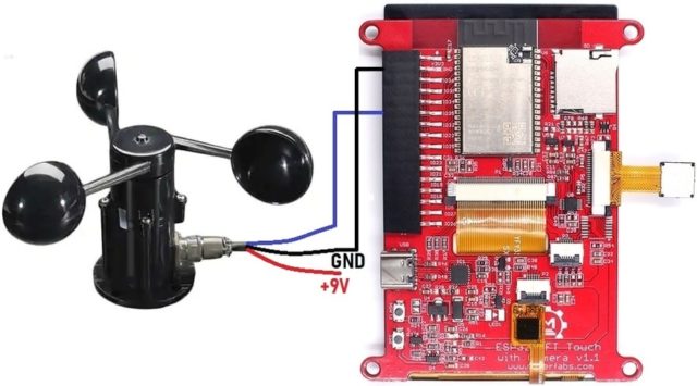ESP32 Anemometer Connection