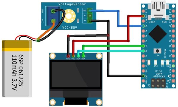 Voltage Sensor Module Arduino OLED Display