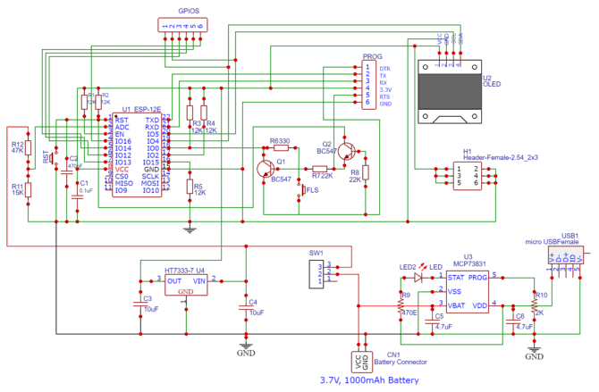 ESP8266 Schematic with Battery