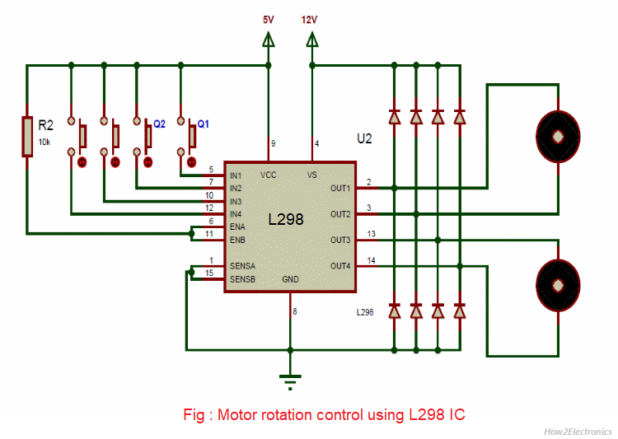 Motor Rotation Control using L298 IC