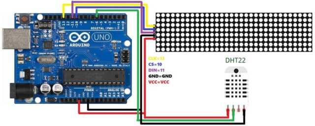 Arduino DHT22 MAX7219 LED Dot Matrix Display