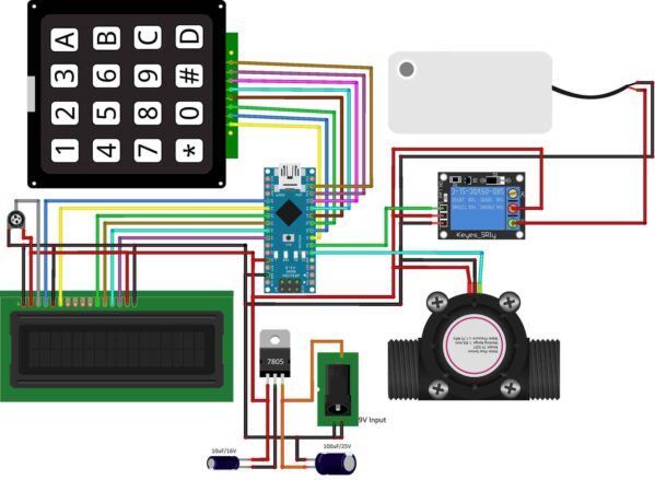 Liquid Water Filling Machine using Flow Sensor Arduino