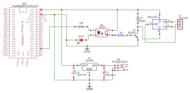 Raspberry Pi Pico W Relay Schematic