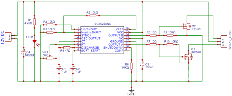SG3525 PWM Inverter Circuit 12V to 220V