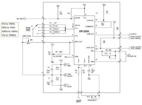 XR2206 Function Generator Kit Circuit