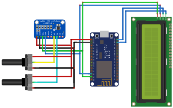 ADS1115, ESP8266 & LCD Connection Diagram