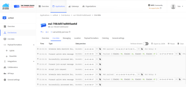 LoRaWAN Soil Moisture Data on TTN