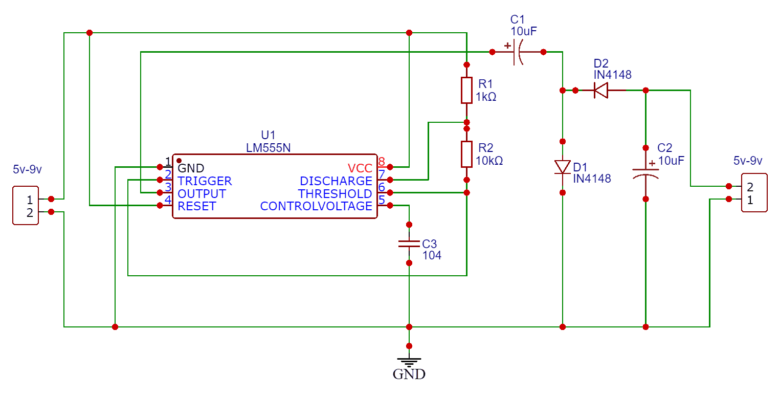 Negative Voltage Generator Circuit using 555 Timer
