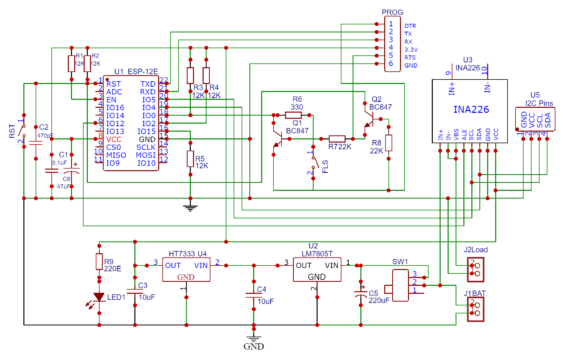 Schematic IoT DC Energy Meter