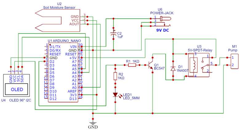 Automatic Plant Watering System with Arduino & Soil Moisture Sensor Schematic