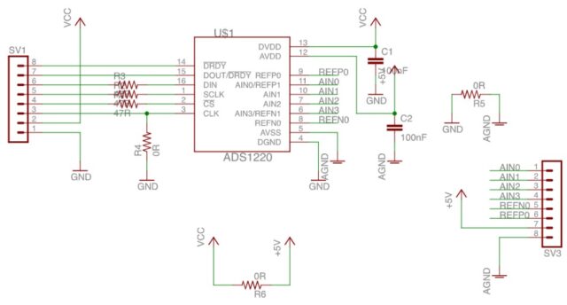ADS1220 24-Bit ADC Module Schematic