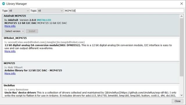 MCP4725 Arduino Library