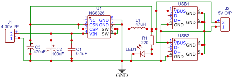 Schematic 5A 3A USB Charger