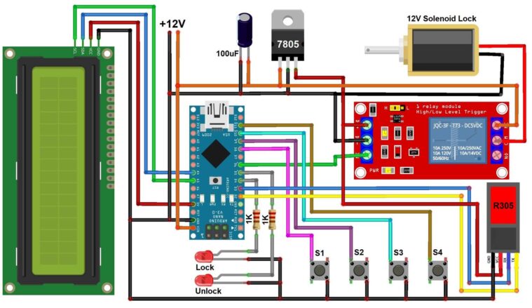 Circuit Diagram Fingerprint Biometric Security System Arduino