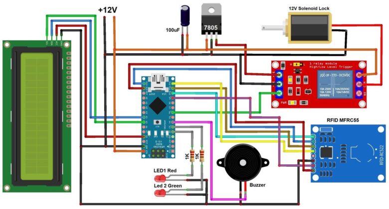 Circuit Diagram RFID Based Door Lock Security System Arduino