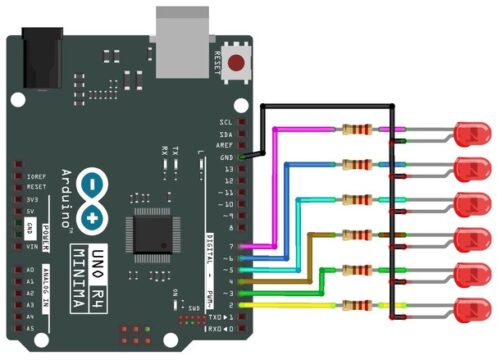 Flowing LED lights Arduino
