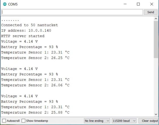 IoT Smart Fridge Serial Monitor