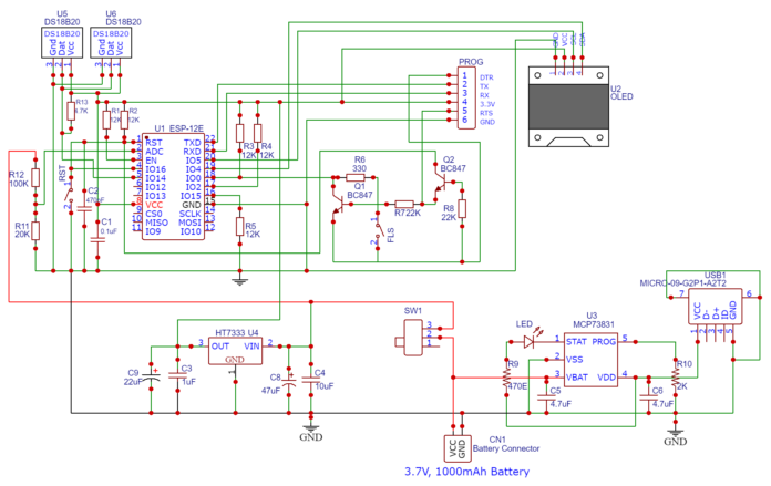 IoT-enabled Smart Fridge with ESP8266 Schematic