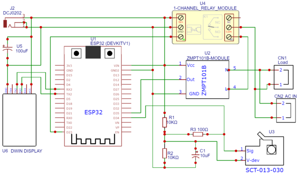 Circuit Diagram & Hardware Setup IoT AC Energy Meter