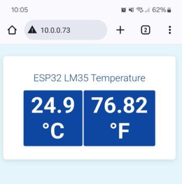 ESP32 Web server for LM35