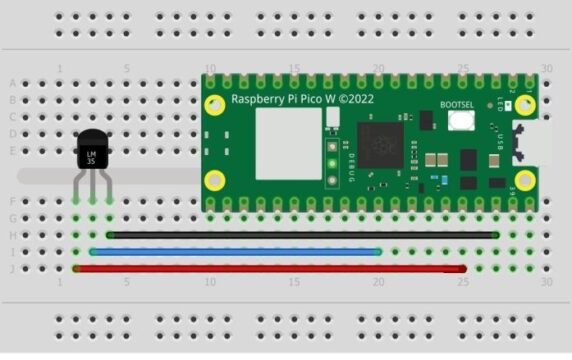 LM35 Temperature Sensor with Raspberry Pi Pico W