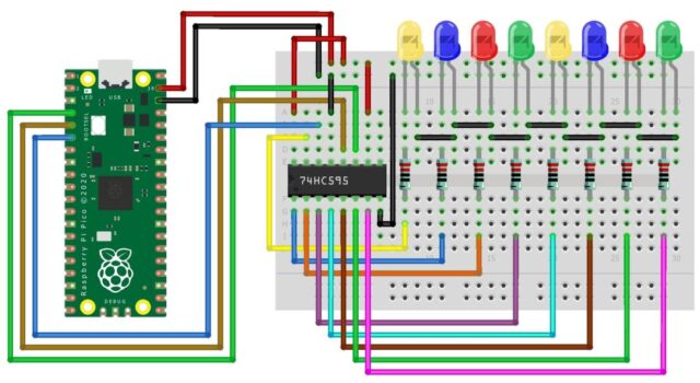 74HC595 Raspberry Pi Pico Connection