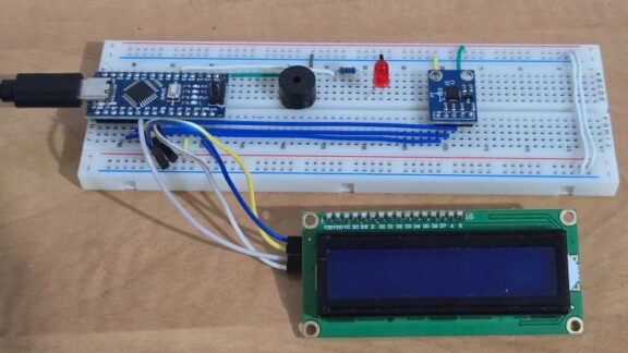 Breadboard Assembly of Arduino Earthquake Detector using ADXL335 Accelerometer