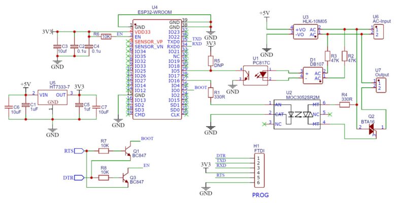 ESP32 IoT AC Dimmer Circuit Diagram & Hardware Design