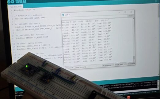 Measure Pitch Roll Yaw with ESP32 & MPU6050 HMC5883L