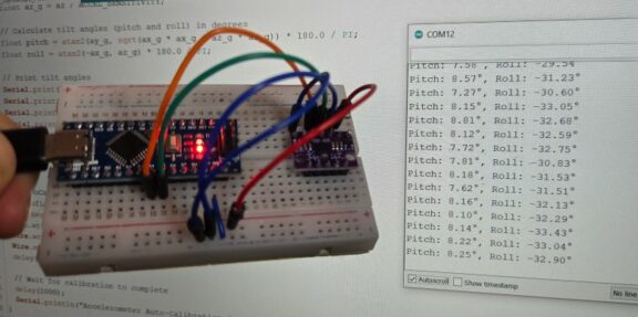 BMI160 Arduino Gyroscope Pitch Roll Measurement