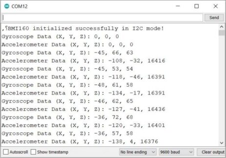 BMI160 Raw Values Readings
