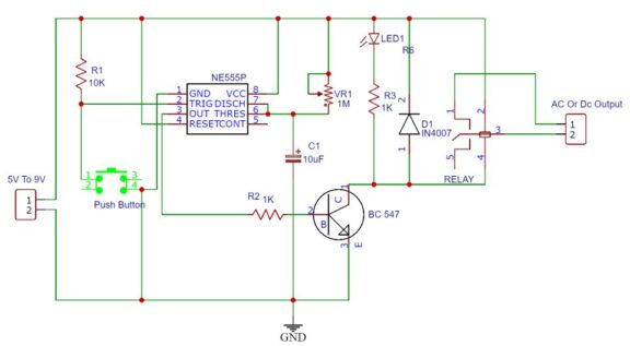555 Based Adjustable Auto On Off Delay Timer Circuit