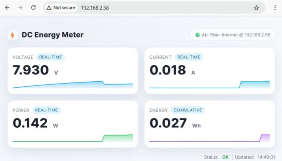 IoT DC Energy Meter ESP32 WebServer