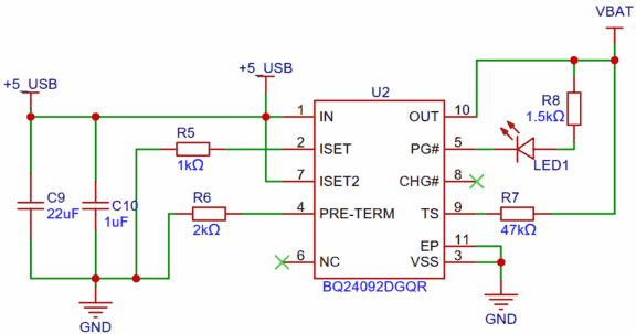 BQ24092D Battery Charger Schematic