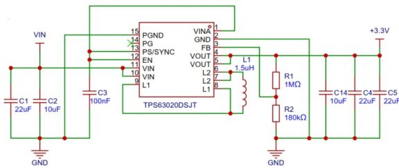 TPS63020 Buck-Boost Converter Schematic