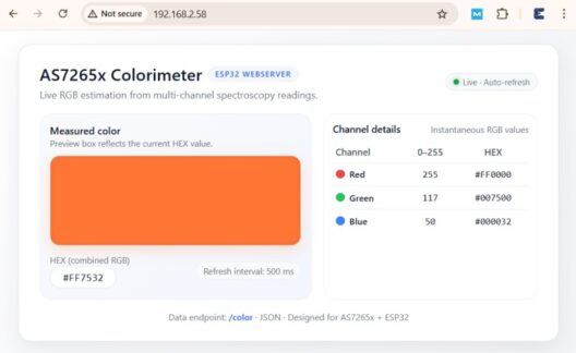 Colorimeter using ESP32 AS7265x