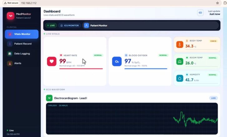 ESP32 Patient Health Monitor Dashboard