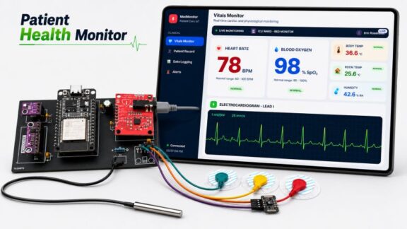 ESP32 Patient Health Monitor (ECG, SpO₂, BPM) & Live Dashboard