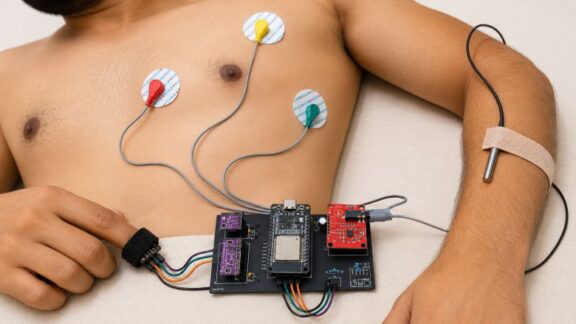 ESP32 Patient Health Monitor Sensor Placement on Body